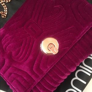 Ted Baker fuchsia velvet quilted crossbody bag